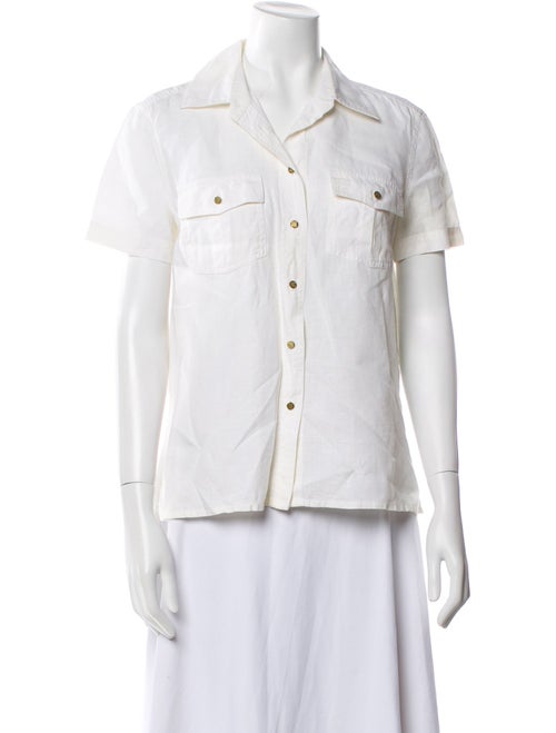 Wathne Linen Short Sleeve Button-Up Top