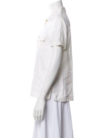 Wathne Linen Short Sleeve Button-Up Top