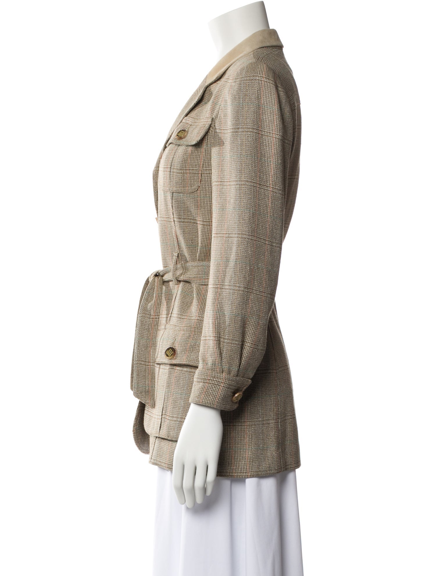 Wathne Wool Plaid Print Blazer