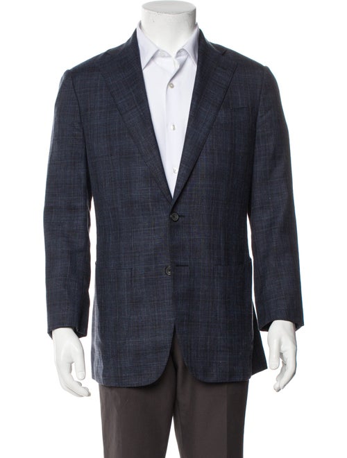 Thom Sweeney Wool Plaid Print Blazer