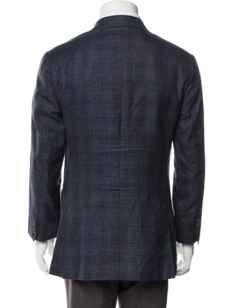 Thom Sweeney Wool Plaid Print Blazer