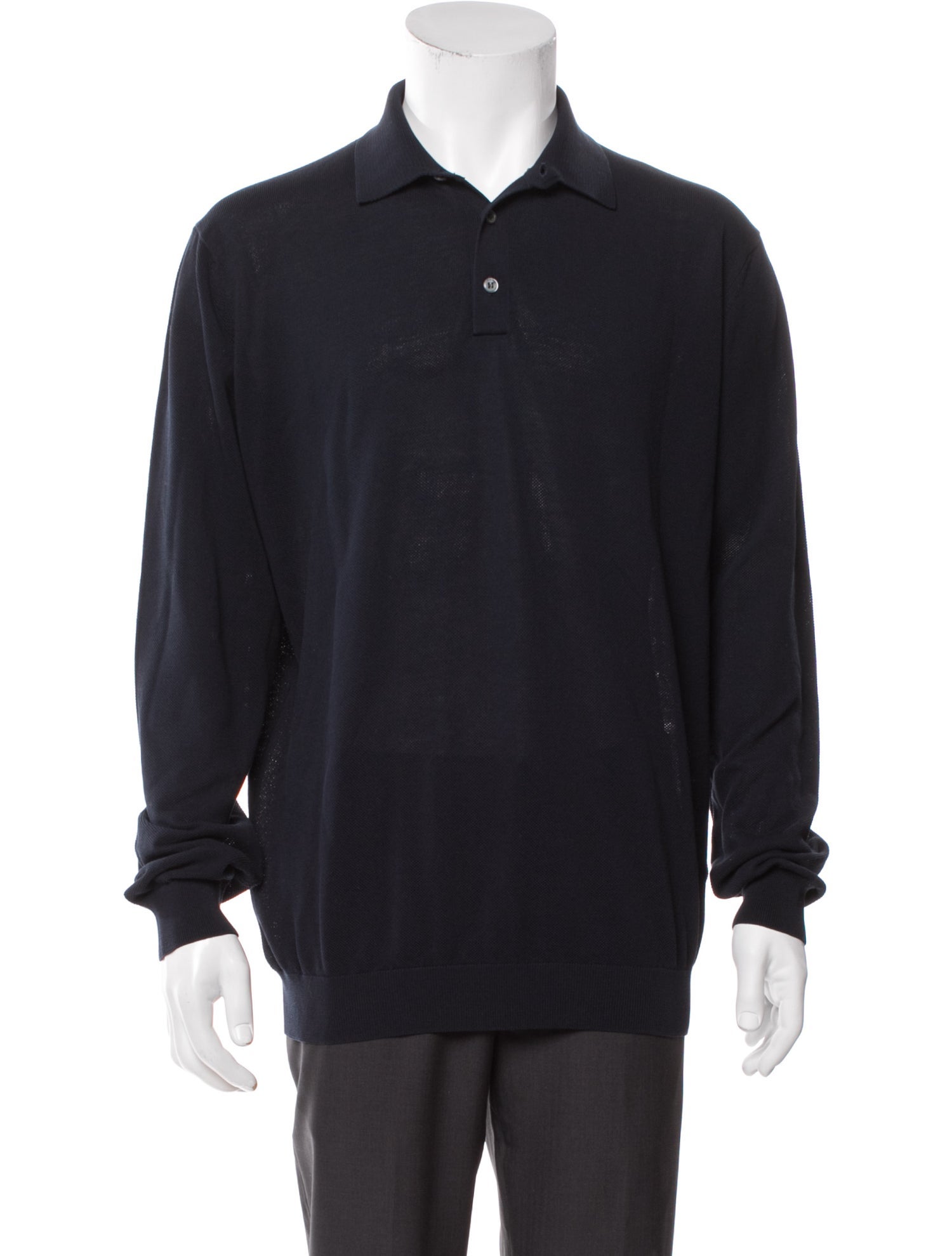 Thom Sweeney Collar Long Sleeve Polo Sweater