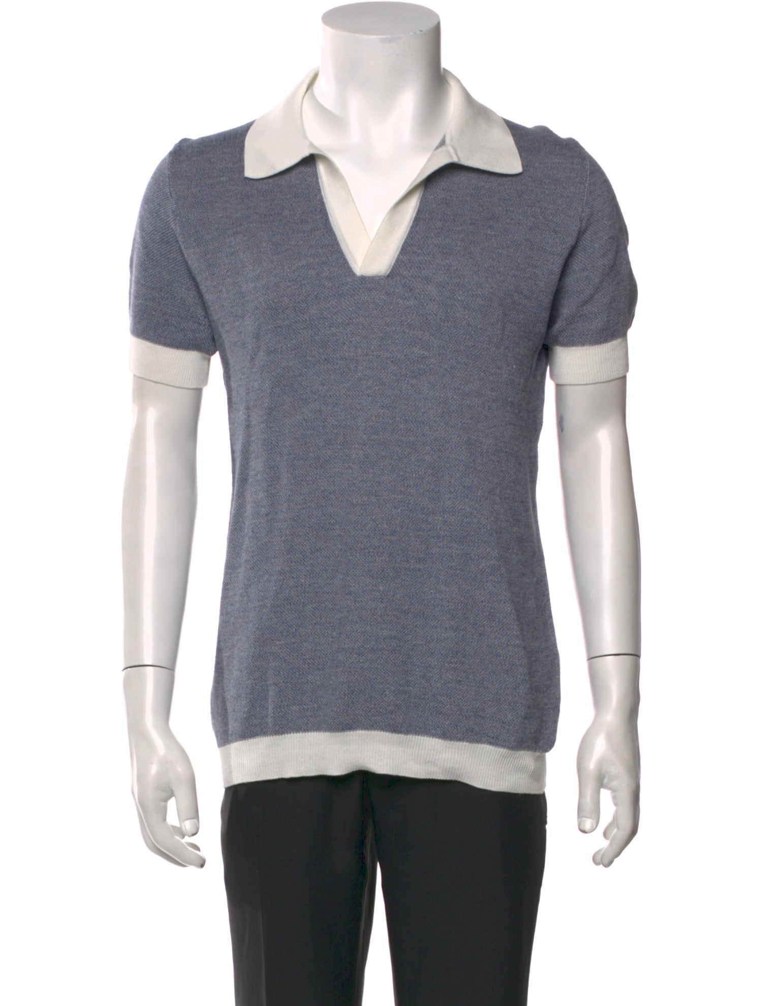 Thom Sweeney V-Neck Short Sleeve Polo Shirt