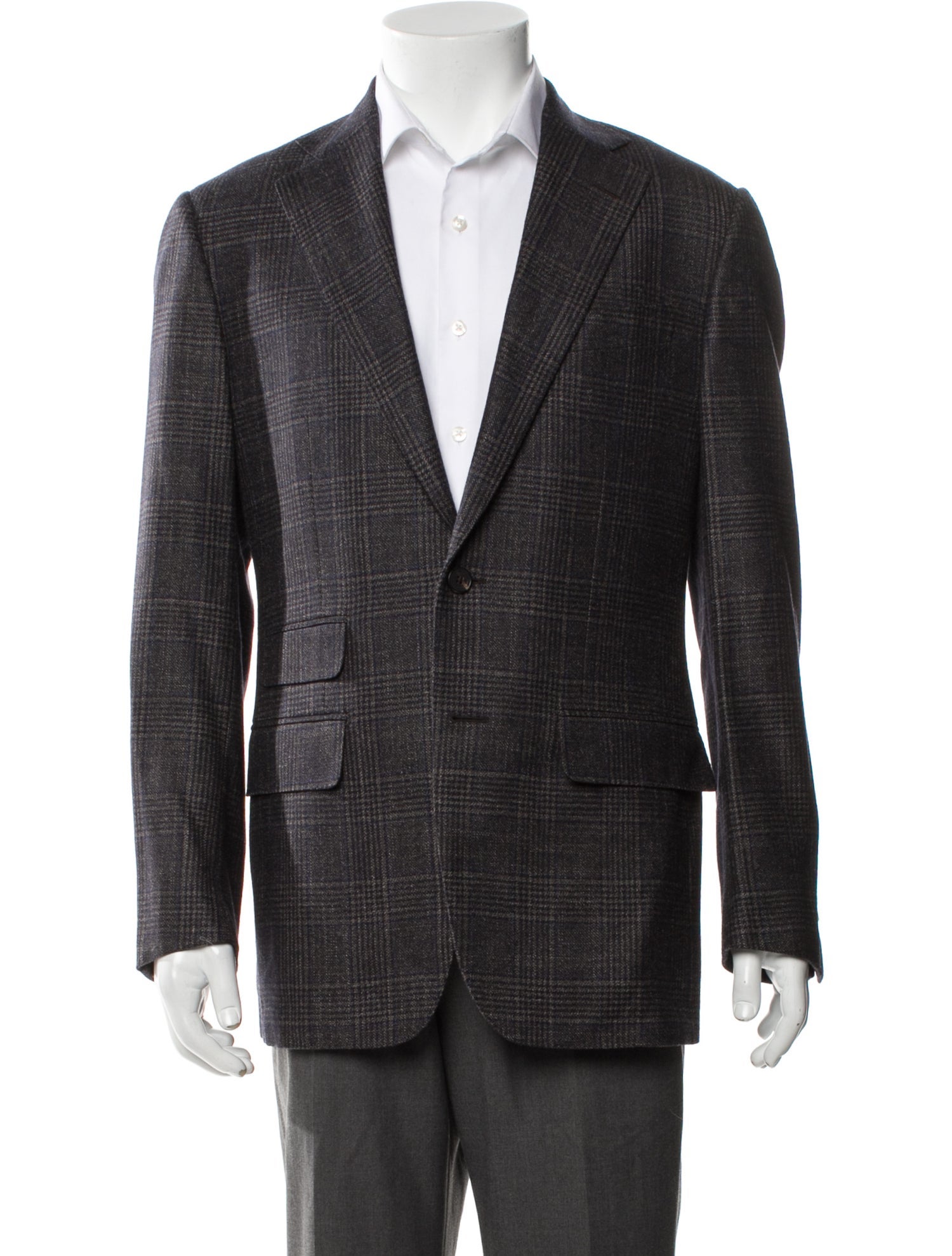Thom Sweeney Wool Plaid Print Blazer