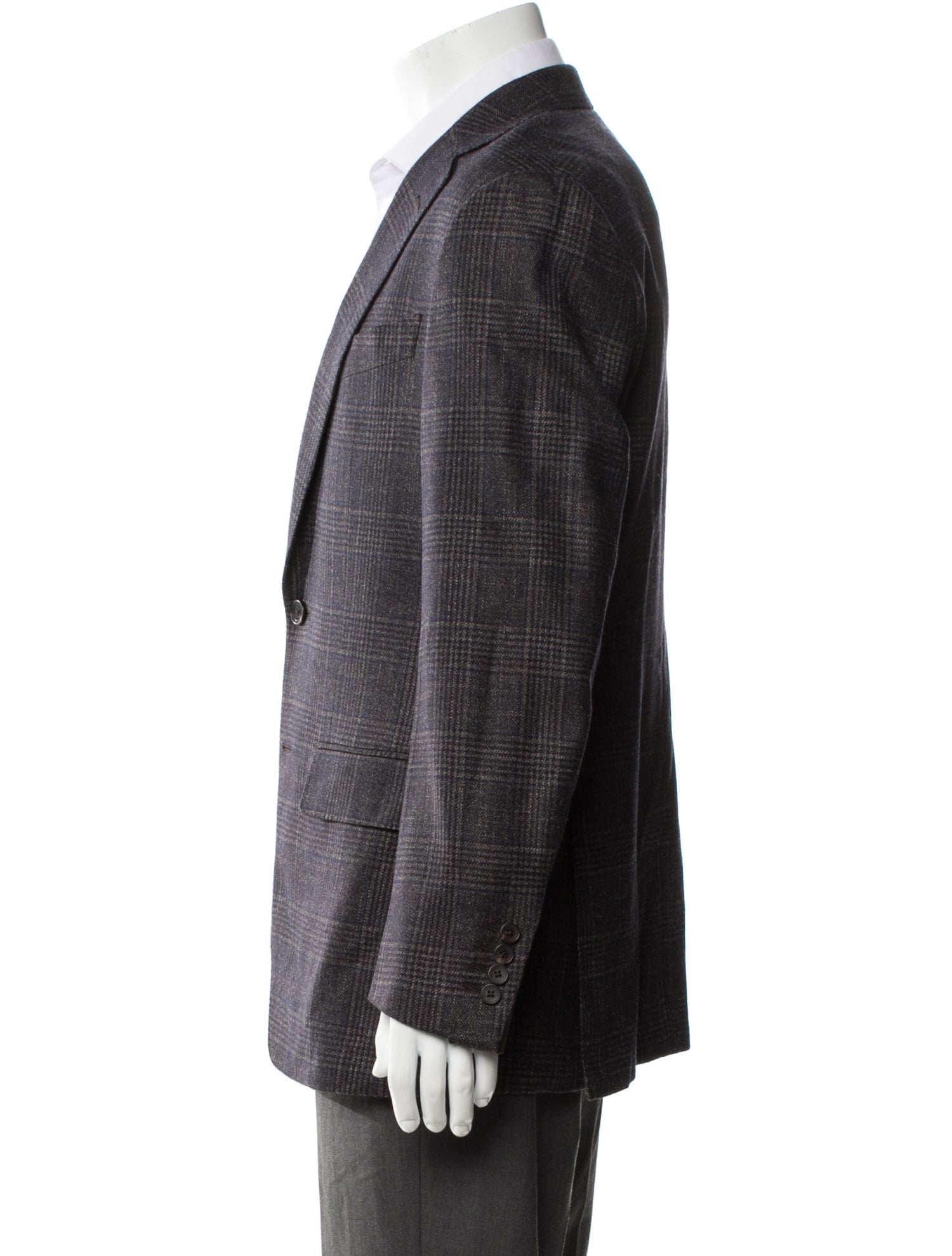 Thom Sweeney Wool Plaid Print Blazer