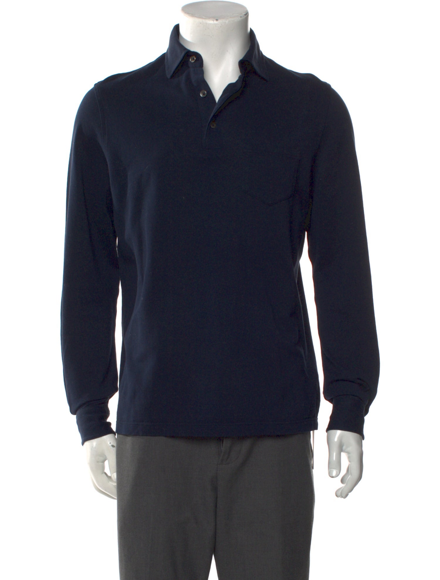 Thom Sweeney Collar Long Sleeve Polo Shirt