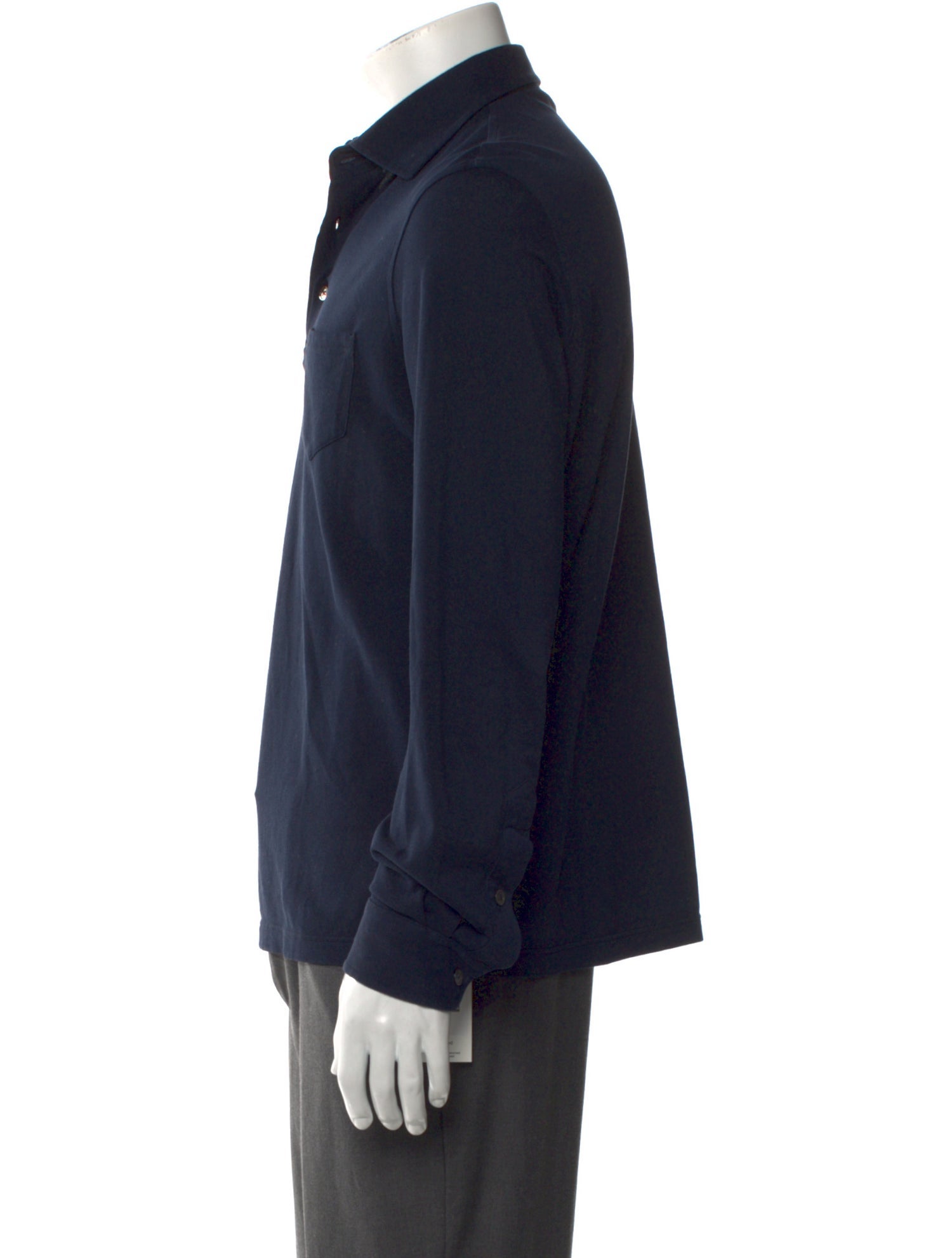 Thom Sweeney Collar Long Sleeve Polo Shirt