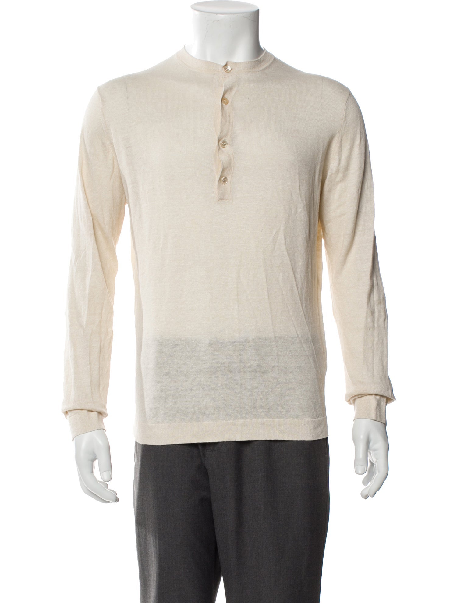 Thom Sweeney Linen Mock Neck Polo Sweater