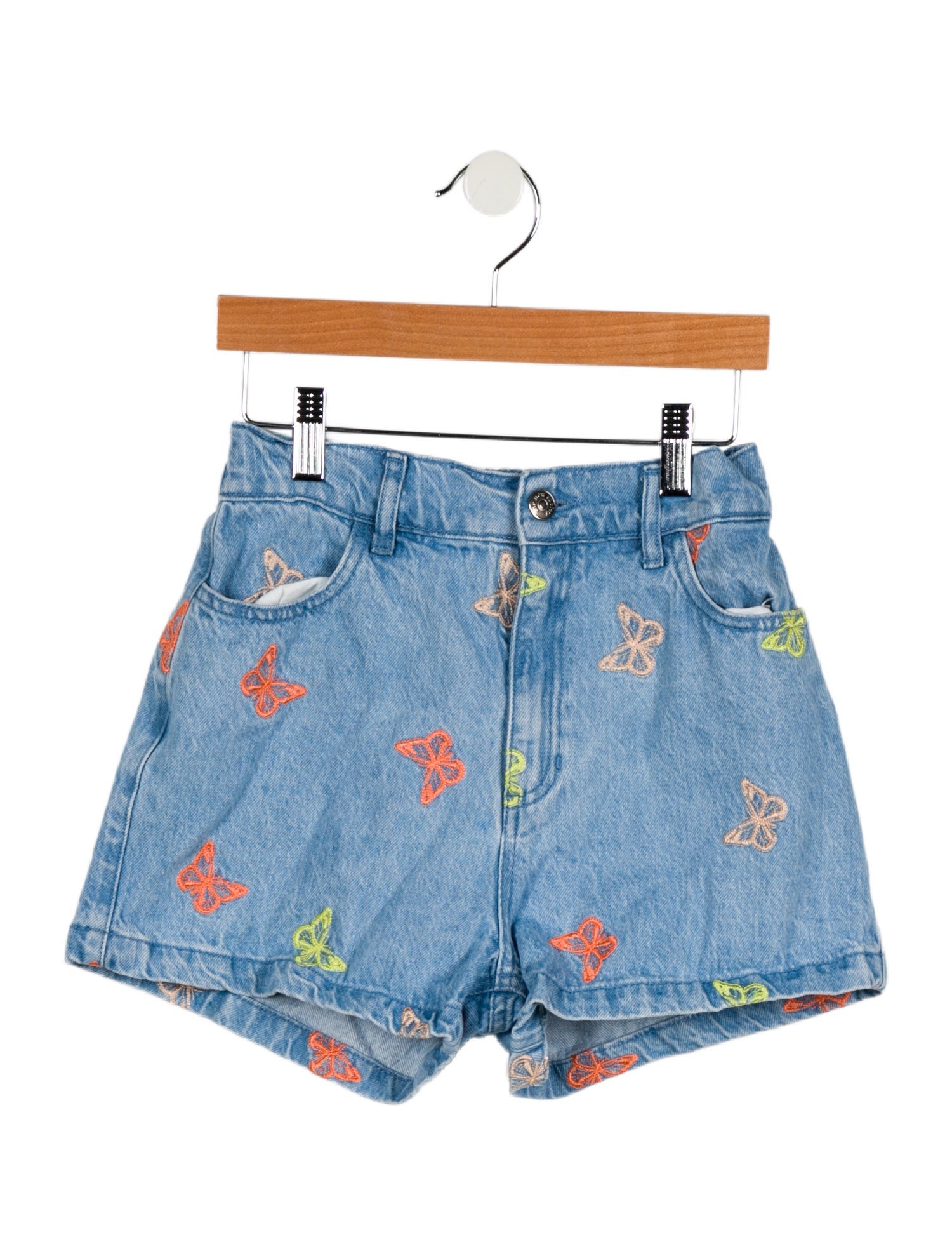 The New Society Girls' Butterfly Embroidered Denim Shorts