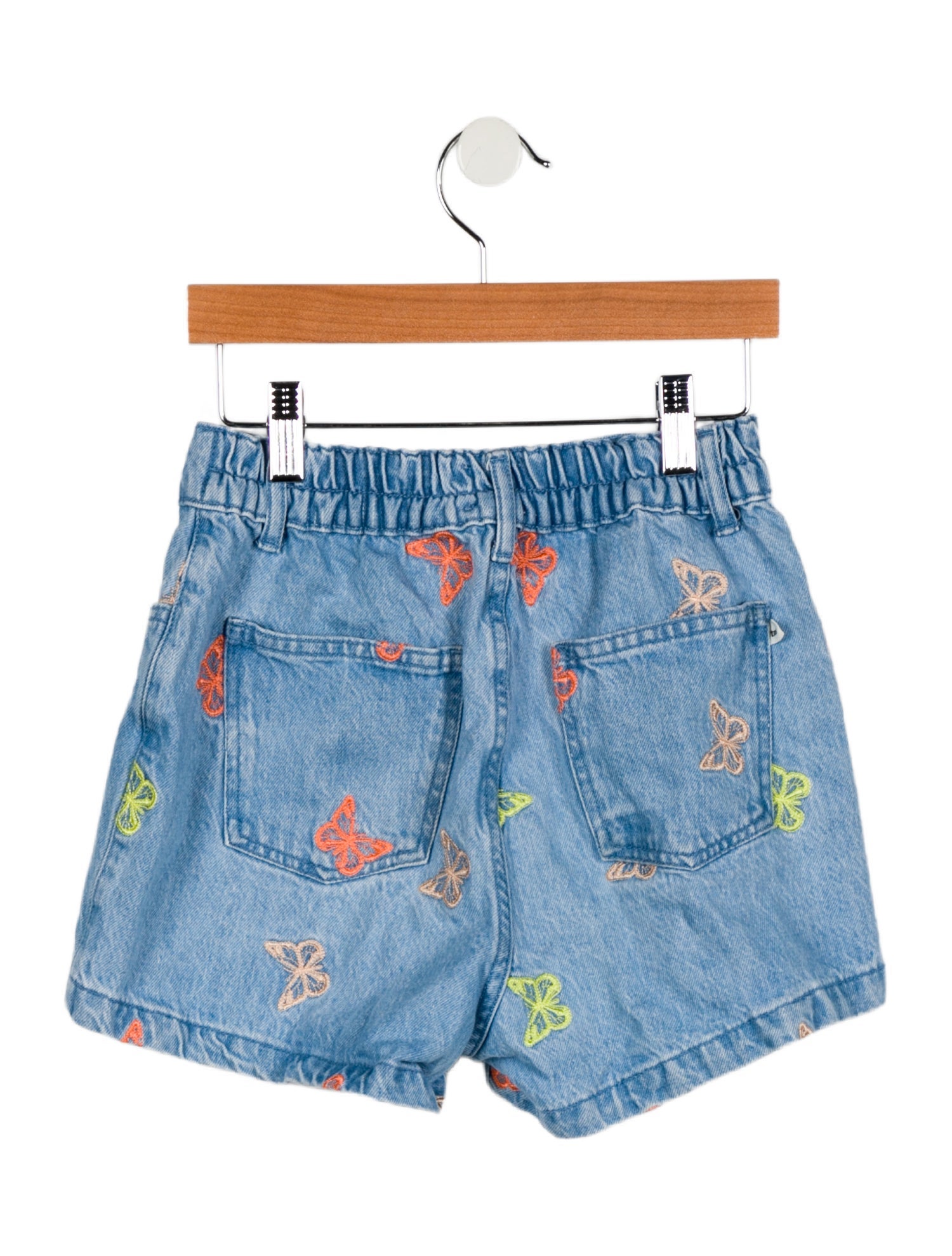 The New Society Girls' Butterfly Embroidered Denim Shorts