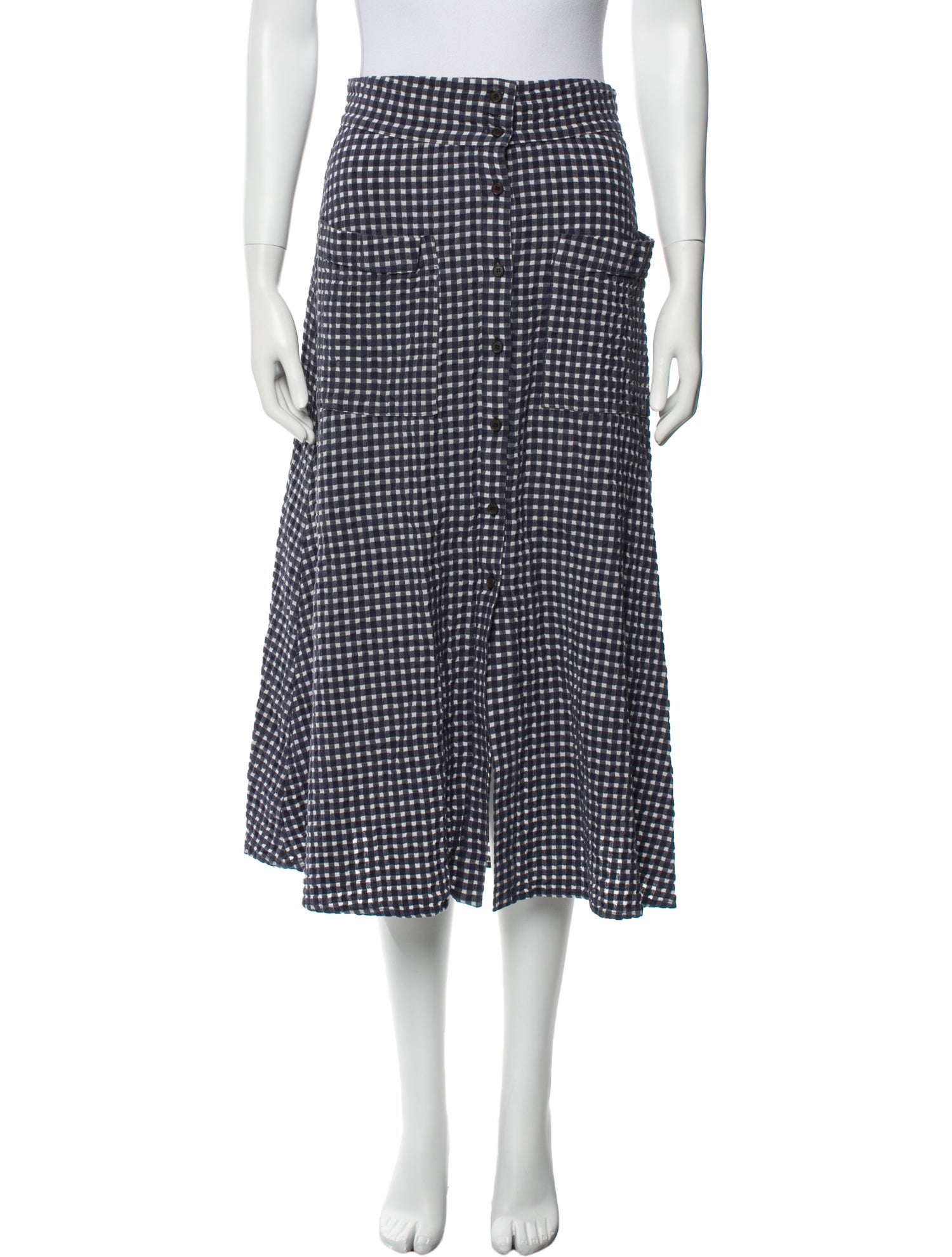 Three Graces London Plaid Print Midi Length Skirt