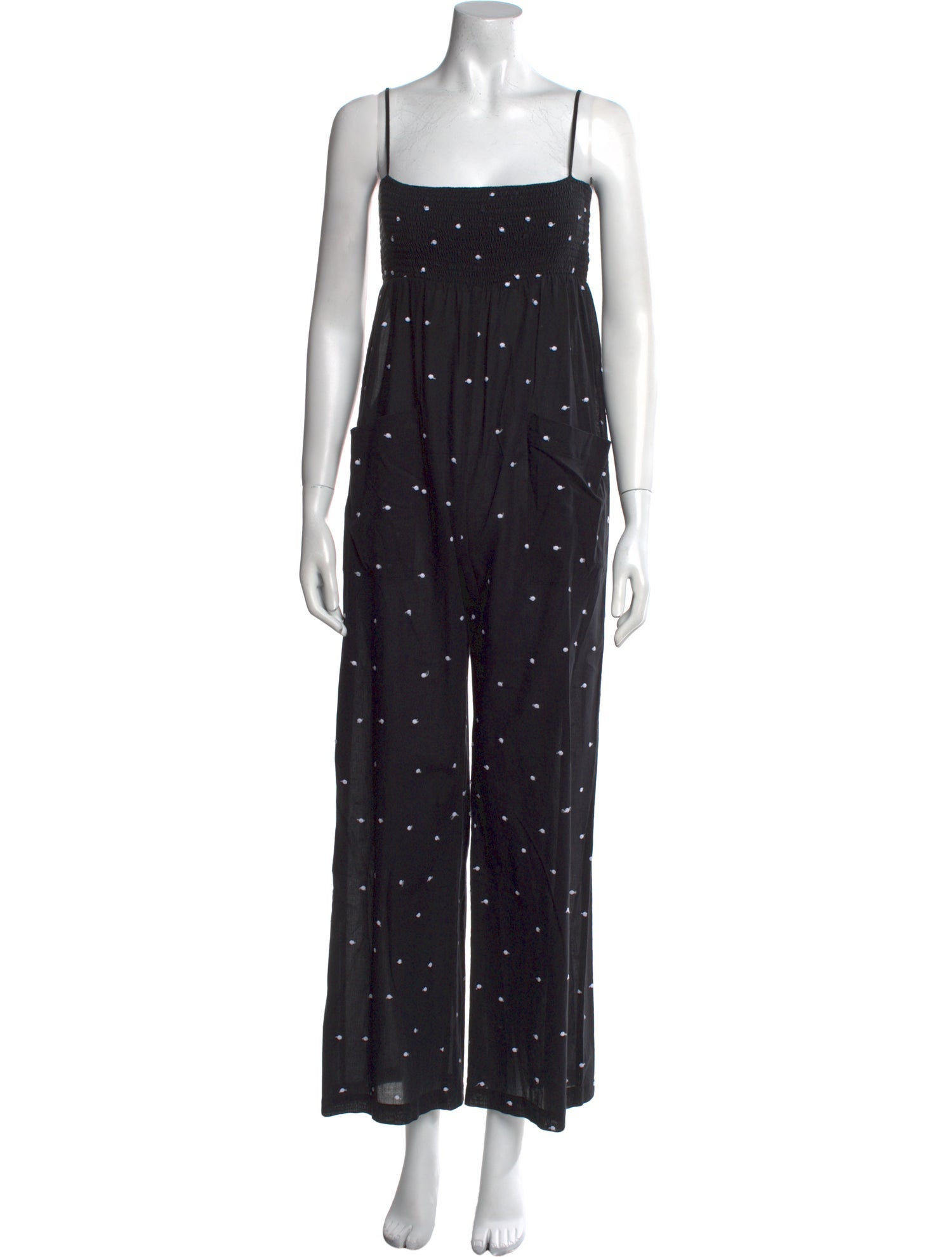 Three Graces London Polka Dot Print Square Neckline Jumpsuit
