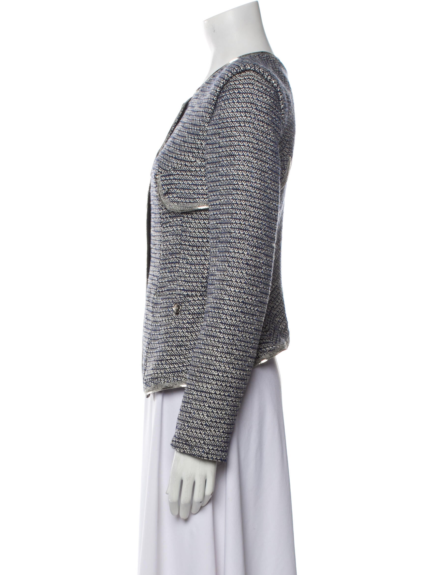 Theyskens' Theory Tweed Pattern Evening Jacket Blue Jackets, Clothing