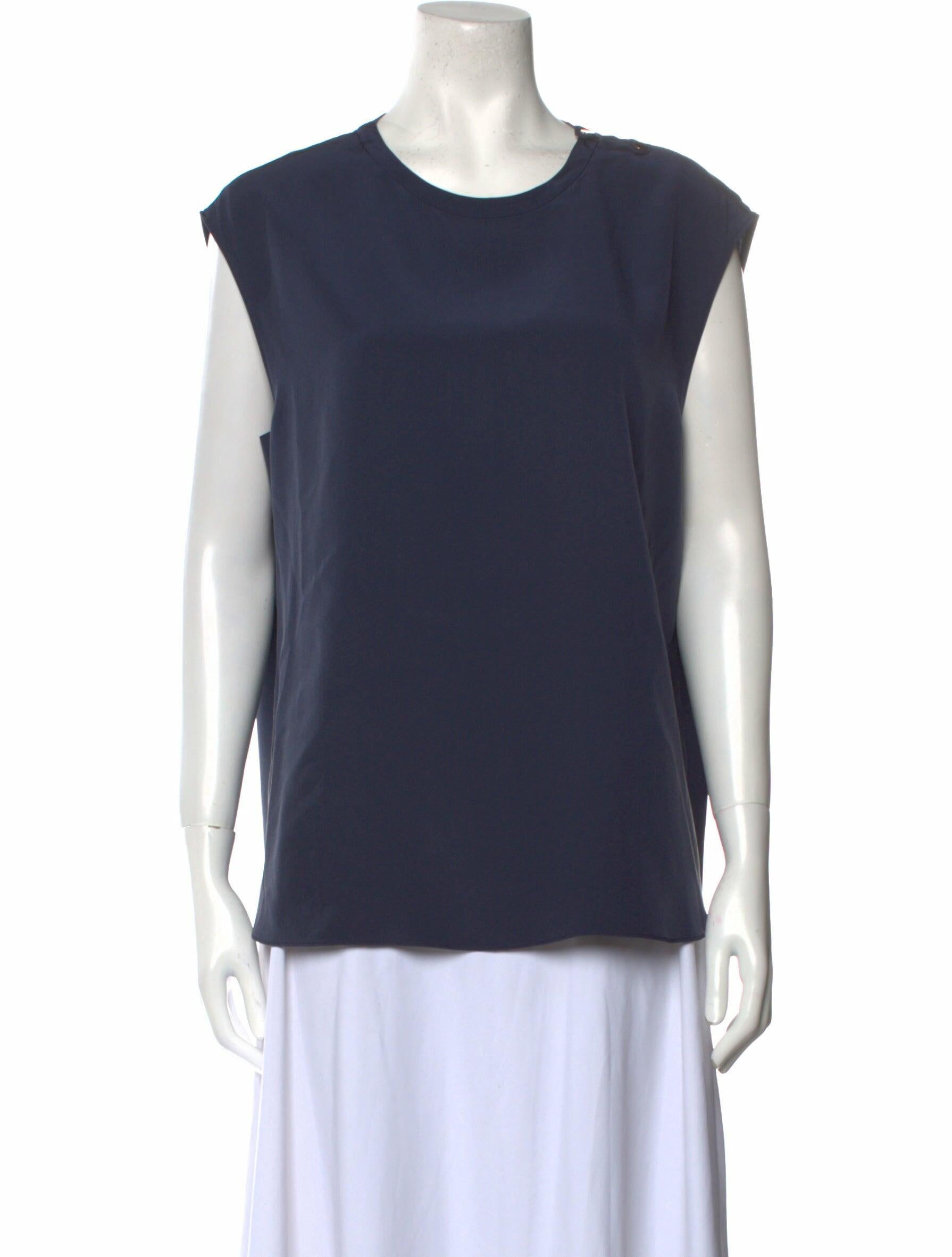 Tibi Silk Scoop Neck Top