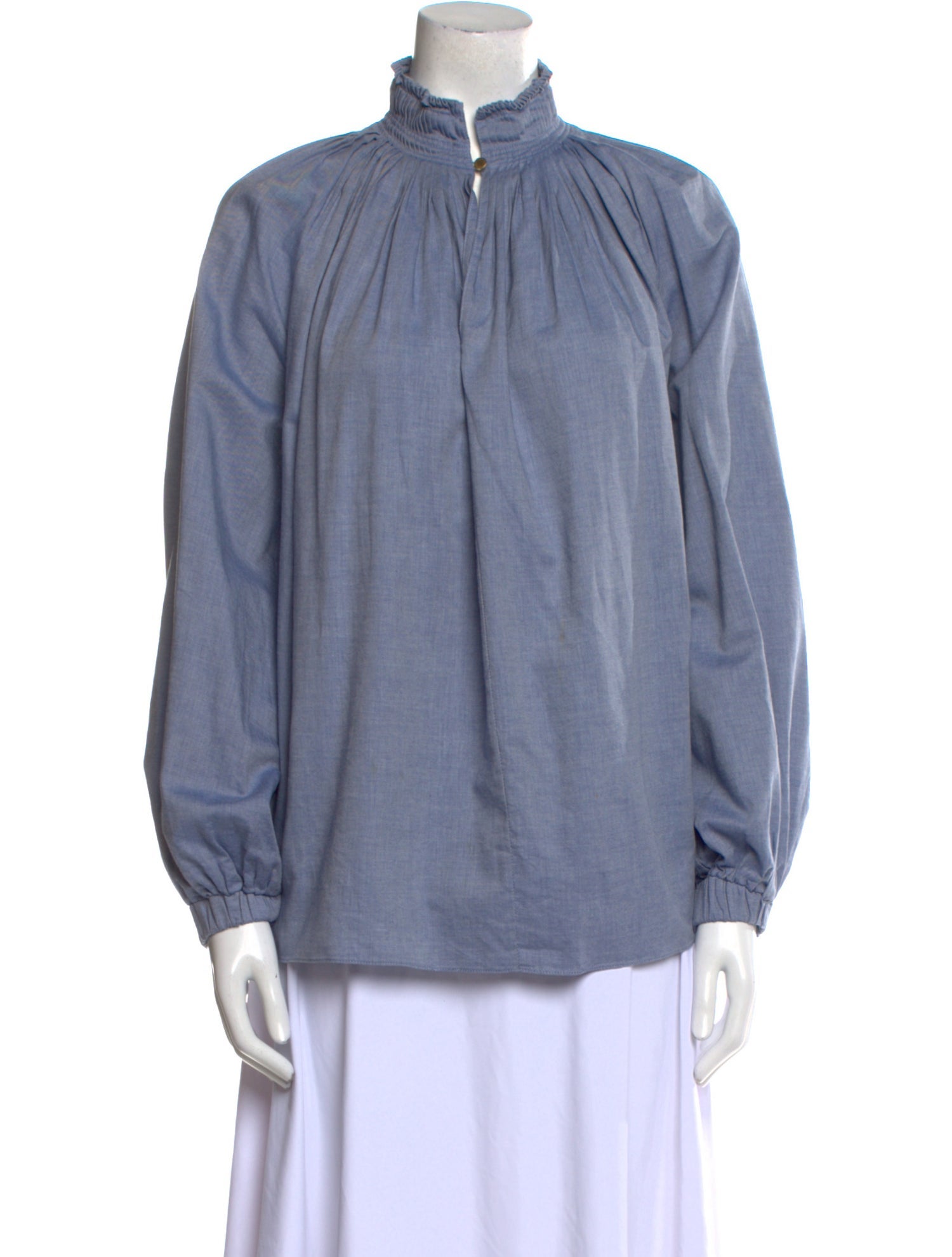 Tibi Mock Neck Long Sleeve Blouse