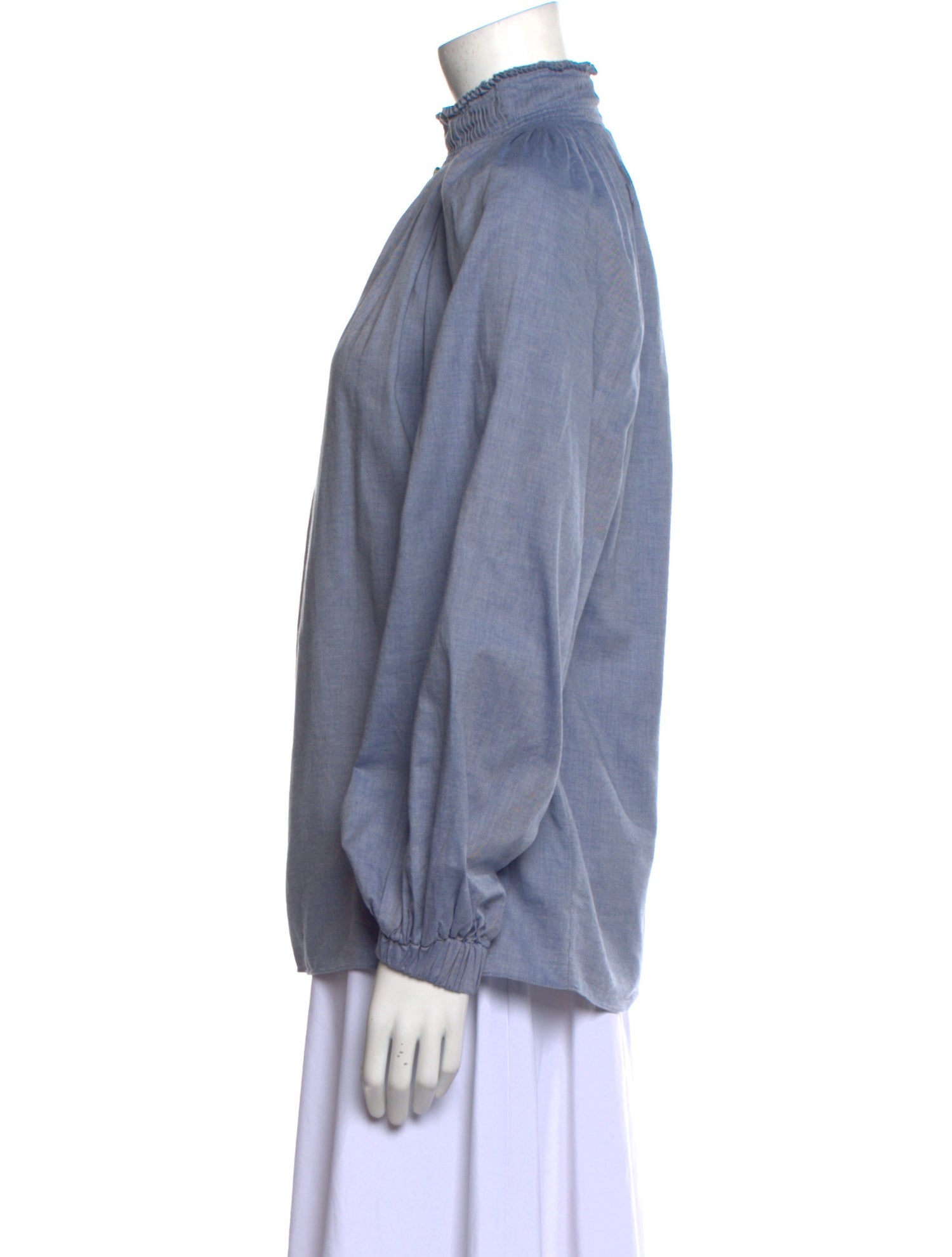 Tibi Mock Neck Long Sleeve Blouse