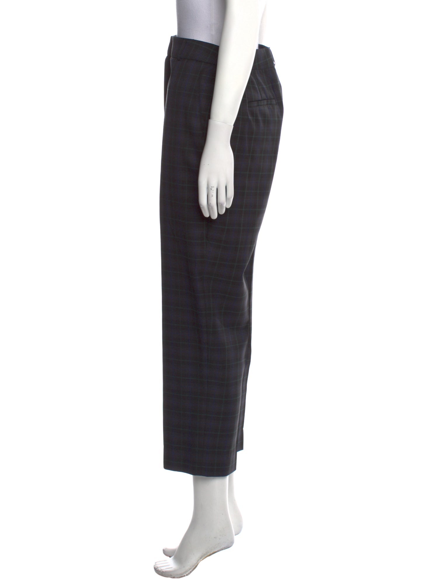 Tibi Plaid Print Straight Leg Pants