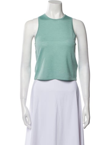 Tibi Tops Crew Neck Sleeveless Crop Top XXS
