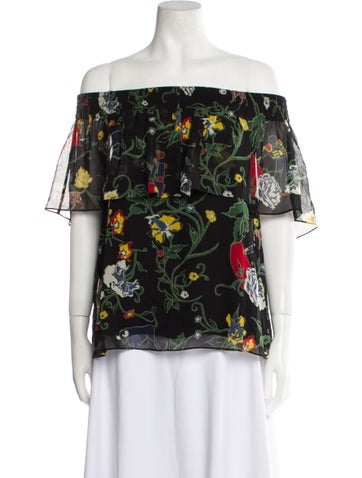 Tibi Tops Silk Floral Print Blouse XS