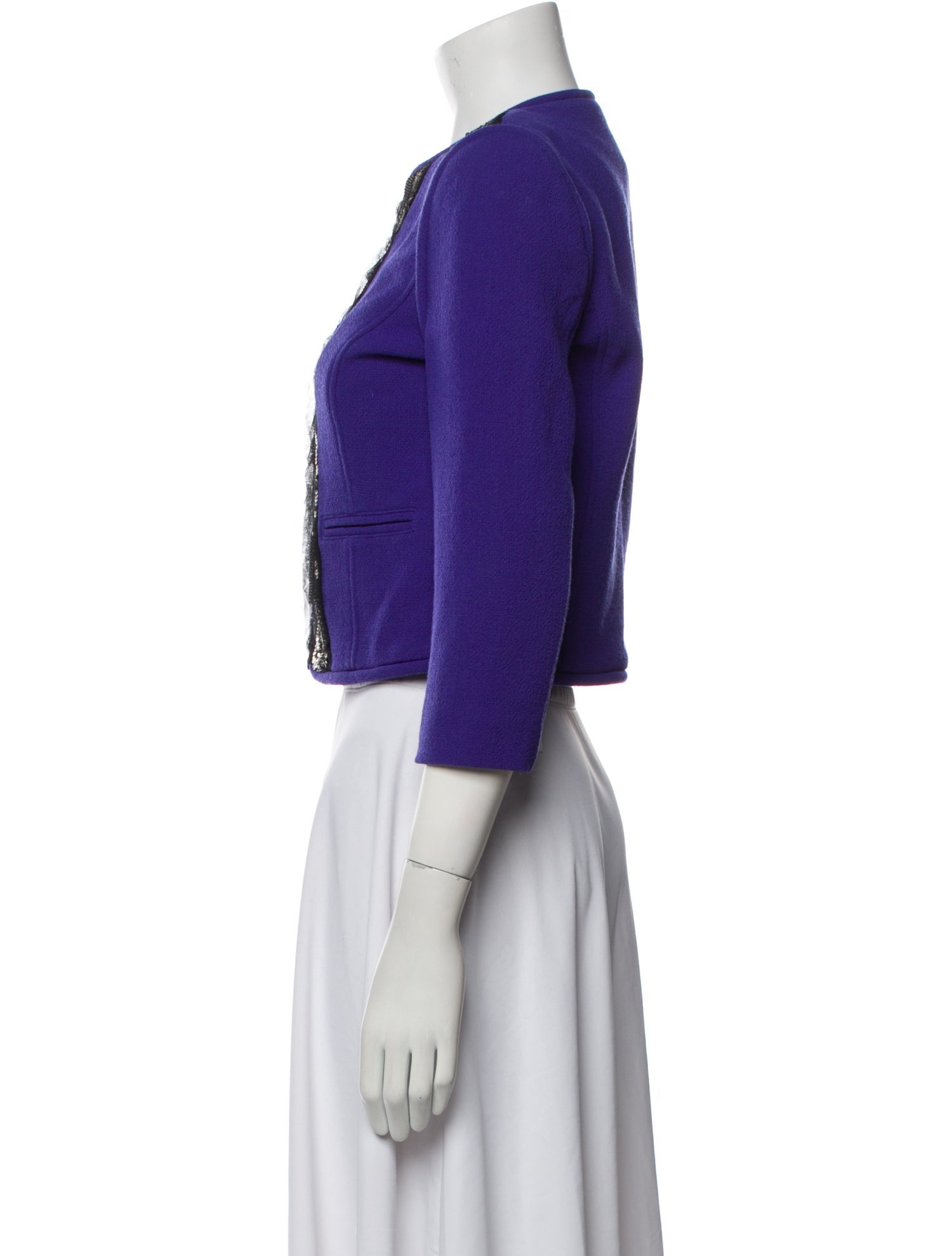 Tibi Virgin Wool Colorblock Pattern Evening Jacket