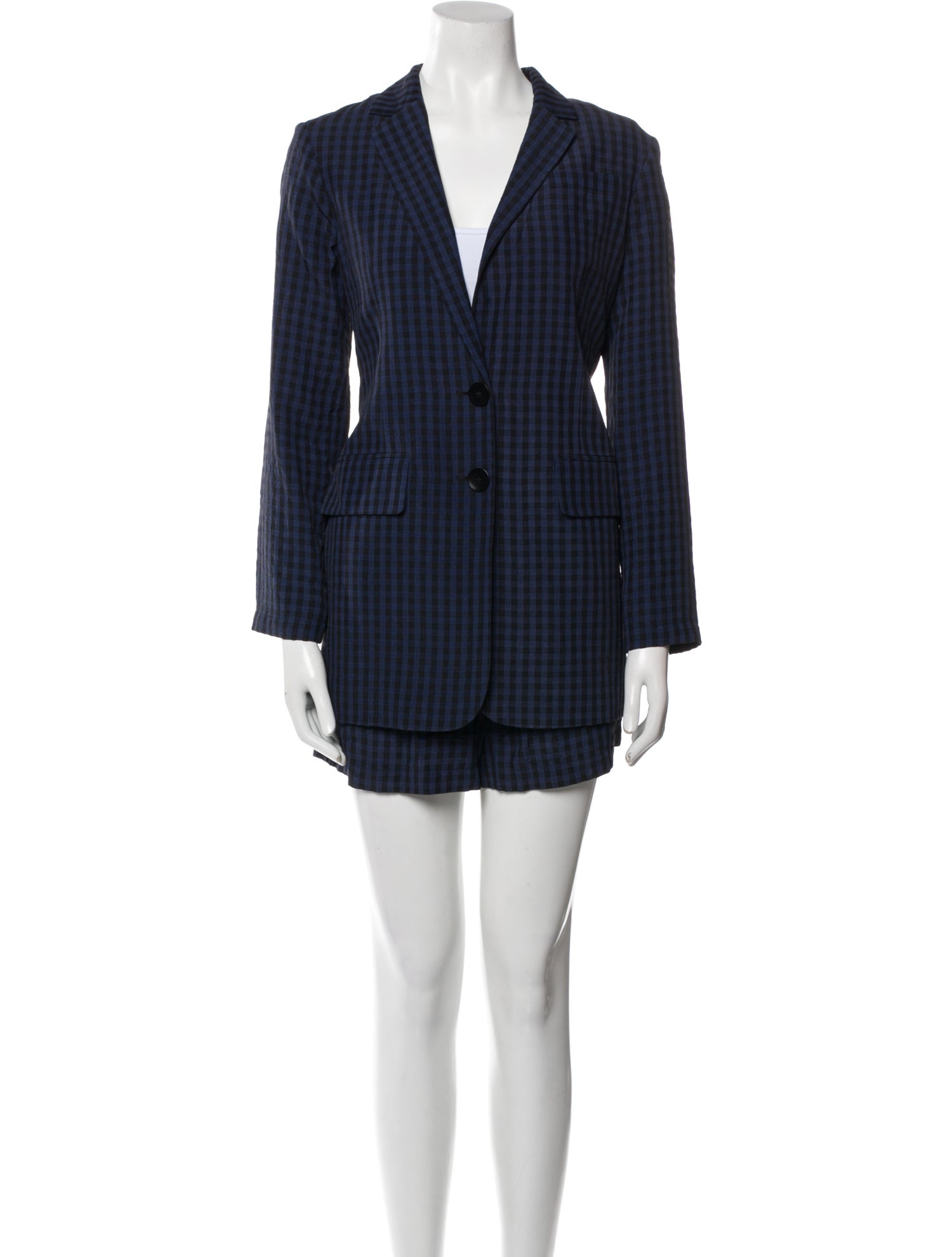 Tibi Plaid Print Ruffle Embellishment Set