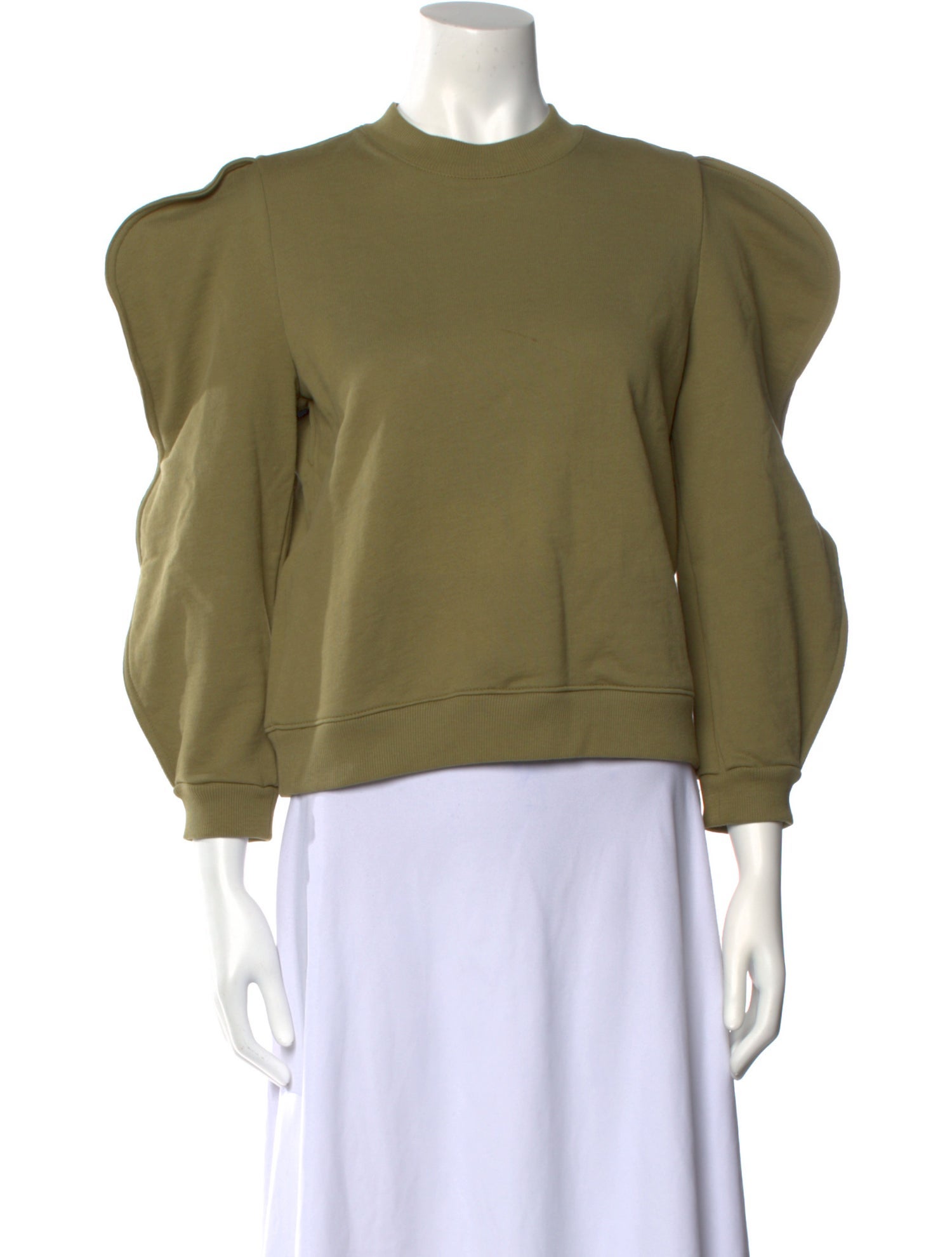 Tibi Crew Neck Three-Quarter Sleeve Sweatshirt