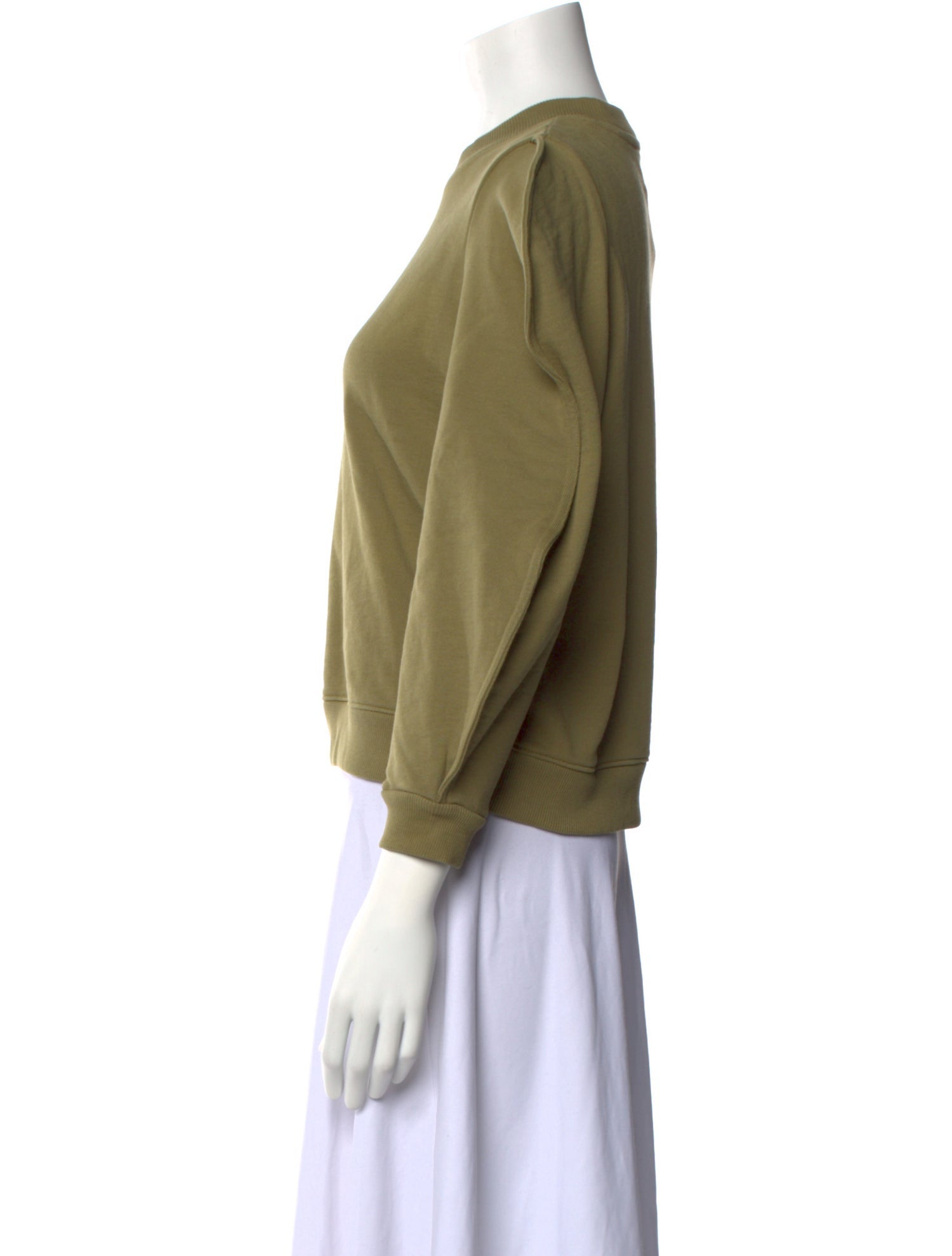 Tibi Crew Neck Three-Quarter Sleeve Sweatshirt