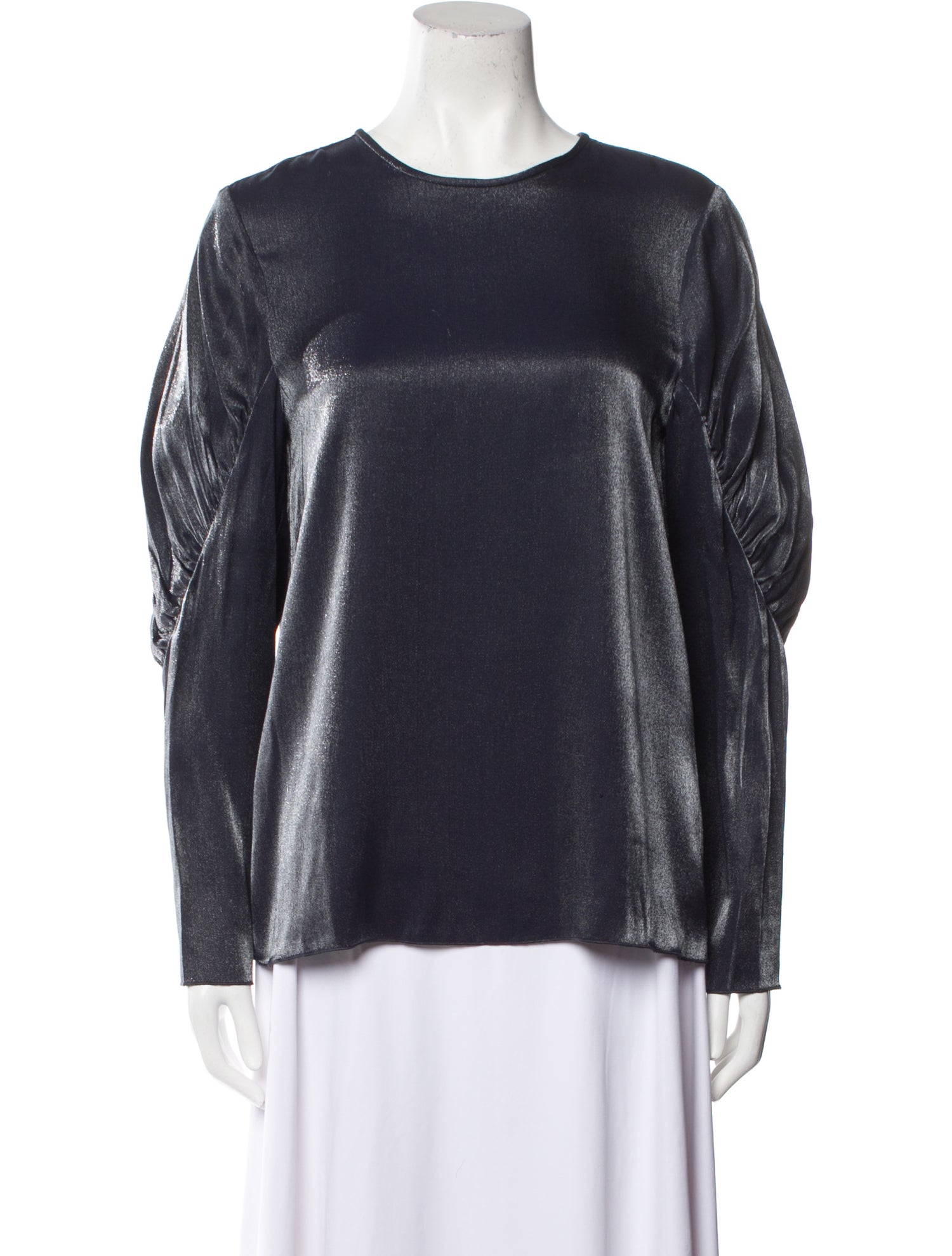Tibi Crew Neck Long Sleeve Blouse