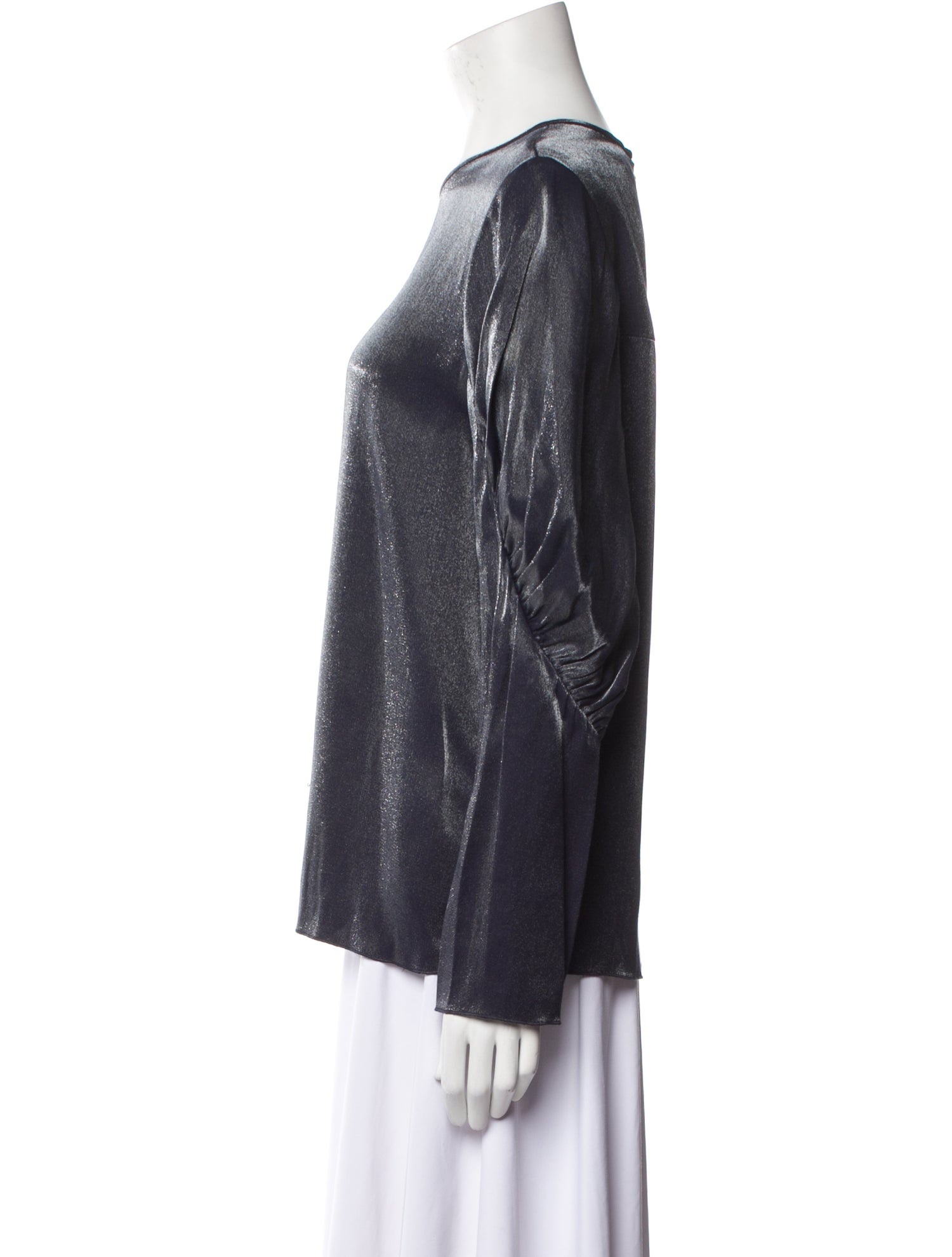 Tibi Crew Neck Long Sleeve Blouse