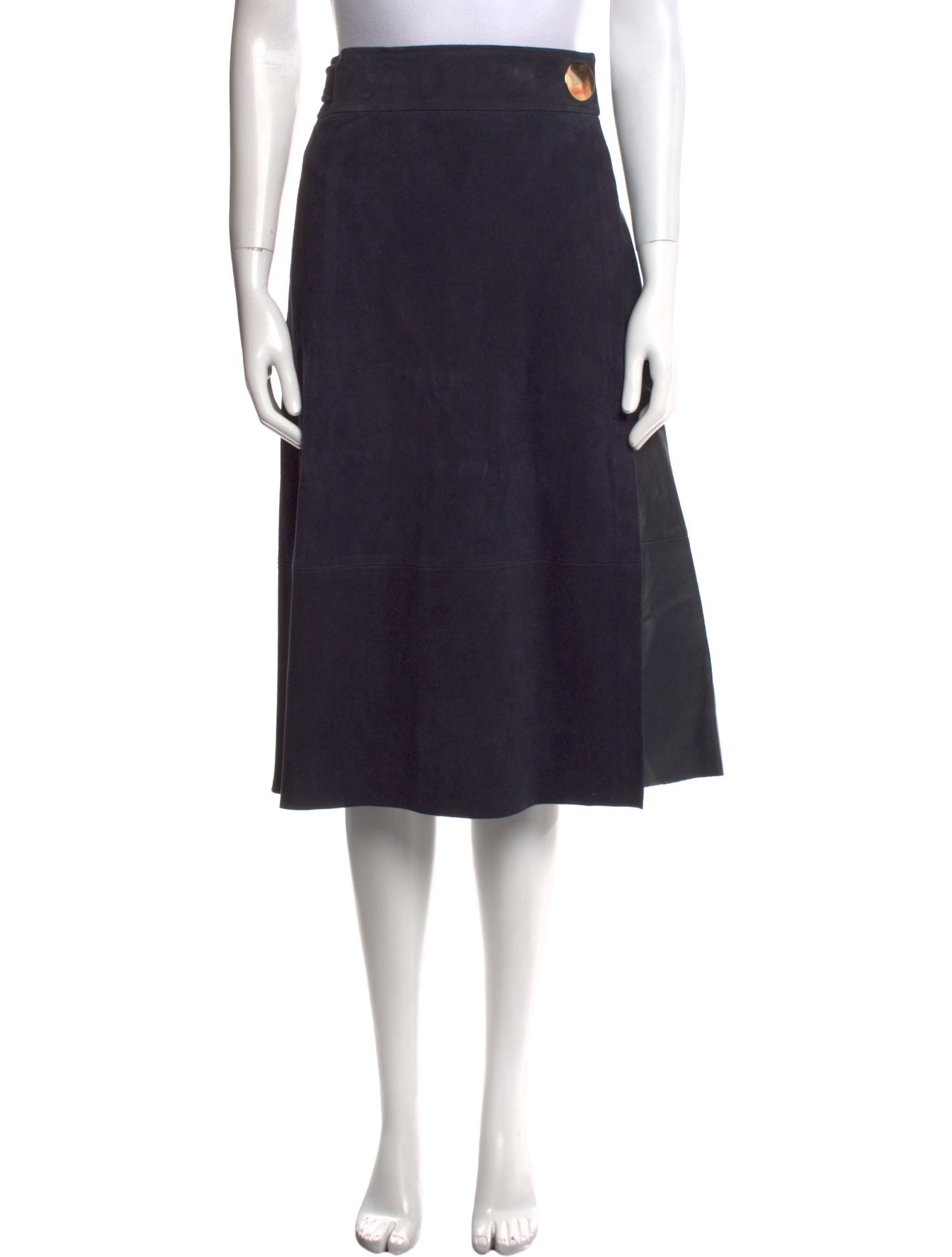 Tibi Leather Trim Embellishment Midi Length Skirt