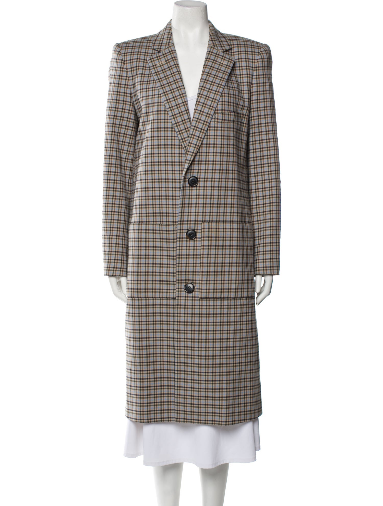 Tibi Plaid Print Peacoat