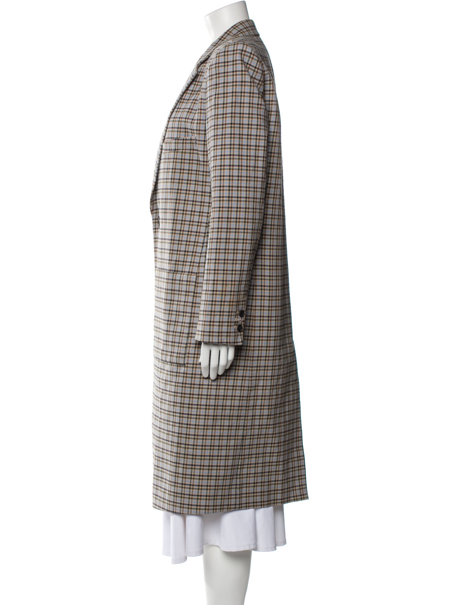 Tibi Plaid Print Peacoat