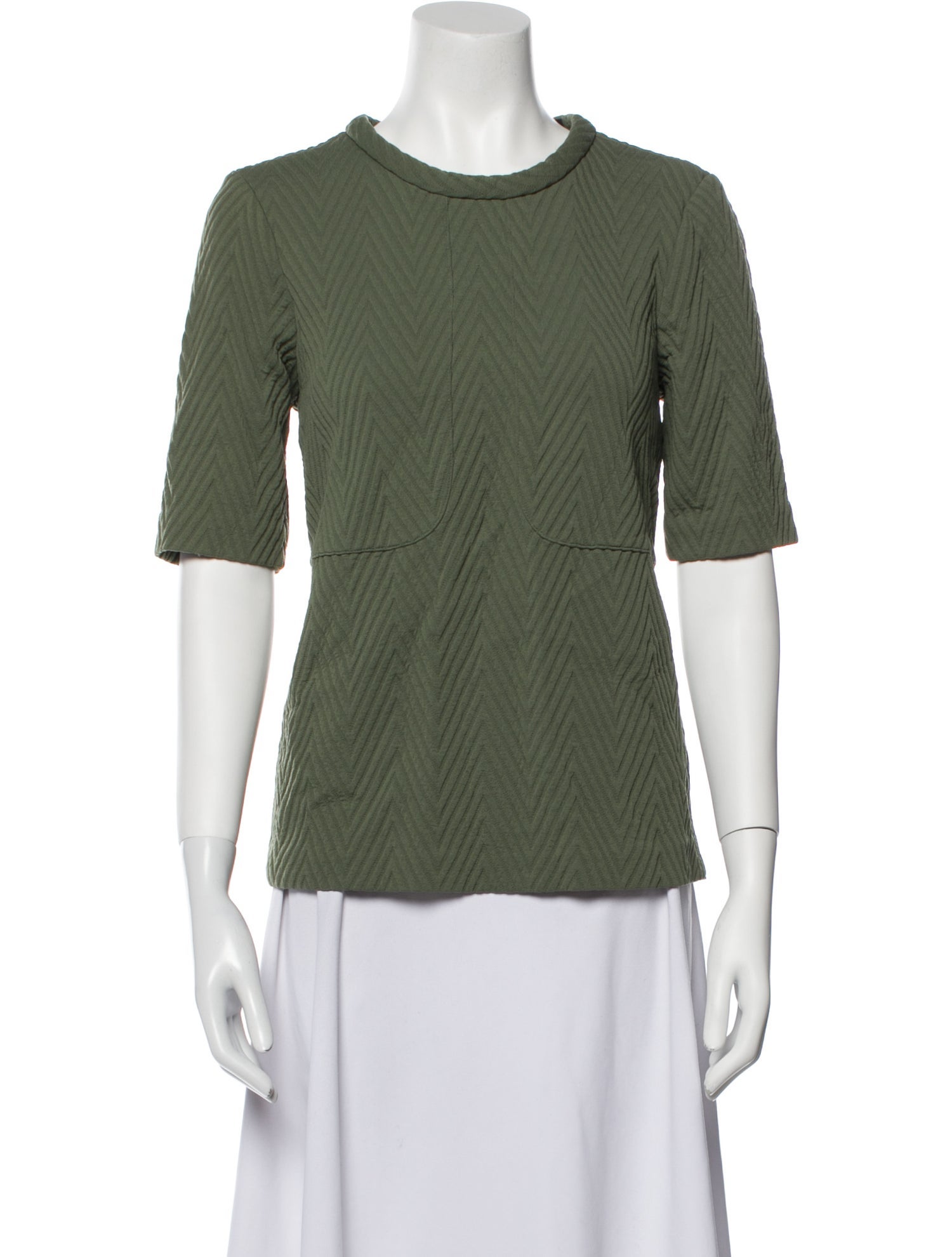 Tibi Crew Neck Short Sleeve Top