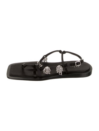 Tibi Satin Crystal Embellishments Slingback Sandals