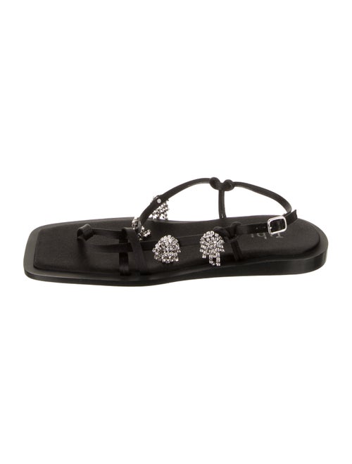 Tibi Satin Crystal Embellishments Slingback Sandals