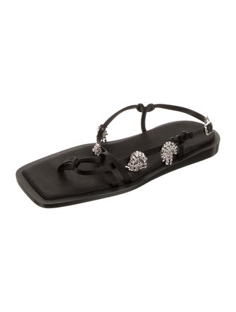 Tibi Satin Crystal Embellishments Slingback Sandals