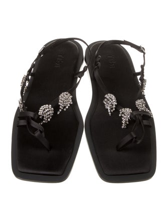 Tibi Satin Crystal Embellishments Slingback Sandals