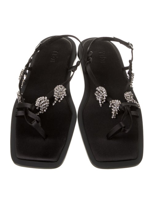Tibi Satin Crystal Embellishments Slingback Sandals