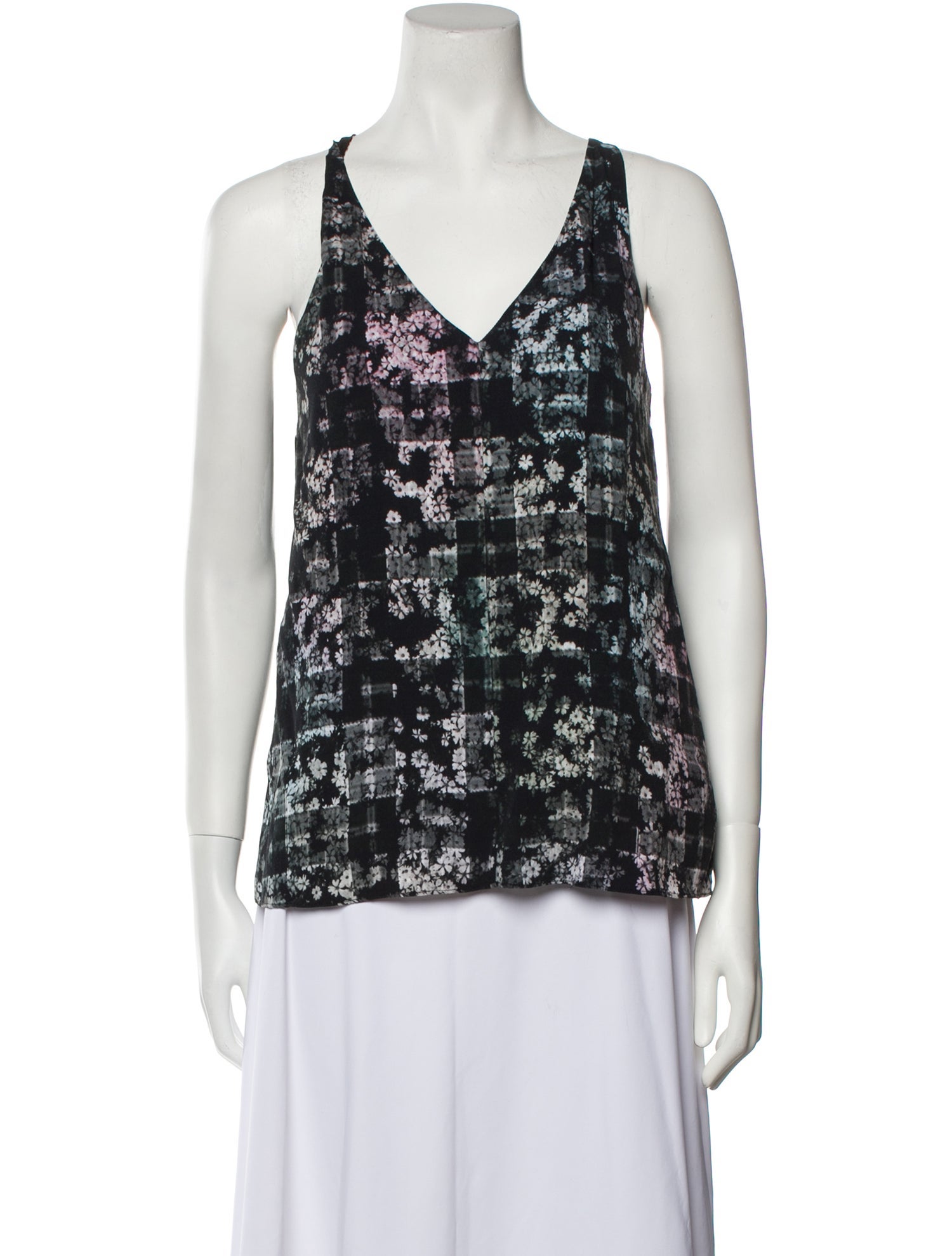 Tibi Printed V-Neck Top