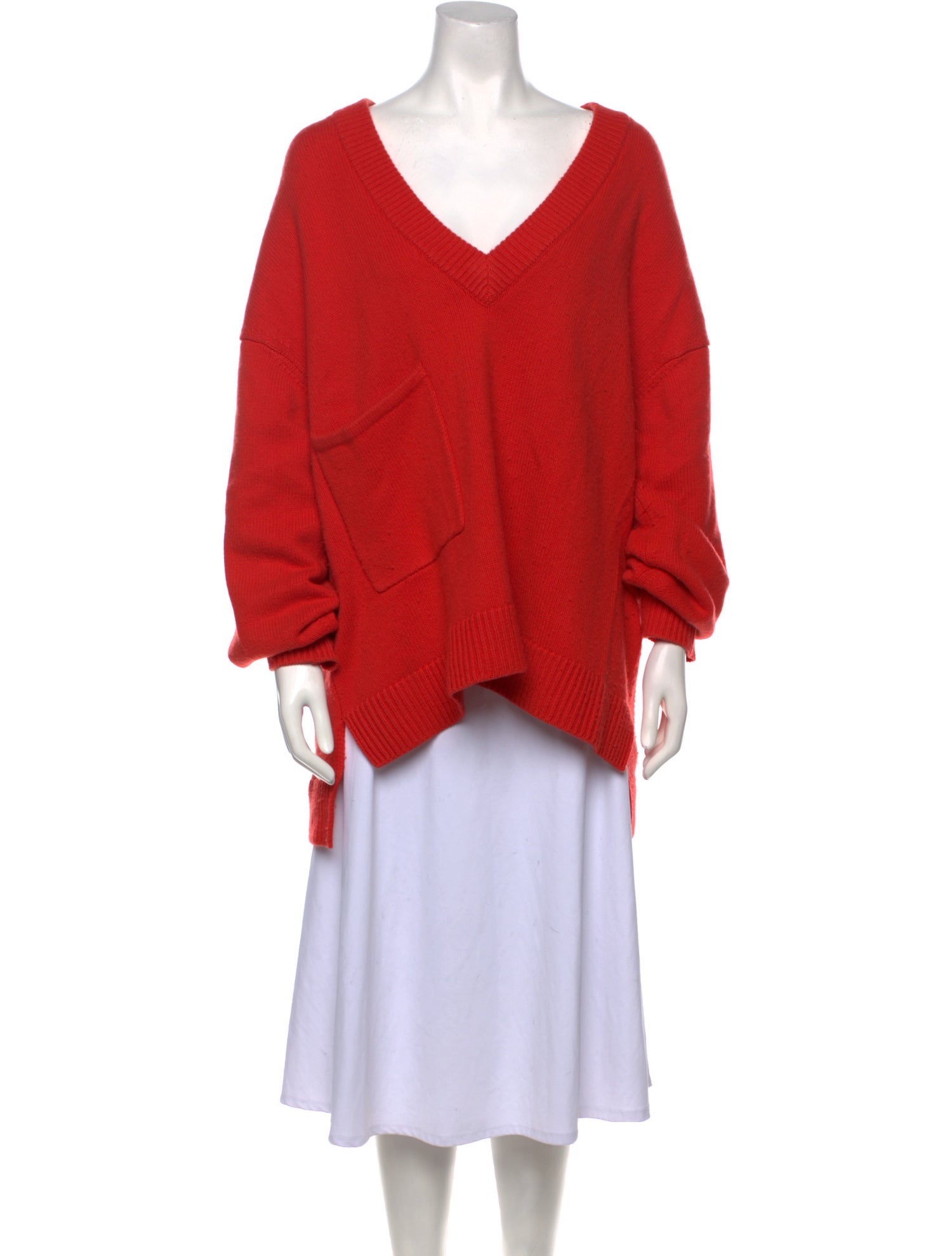 Tibi Cashmere Plunge Neckline Sweater