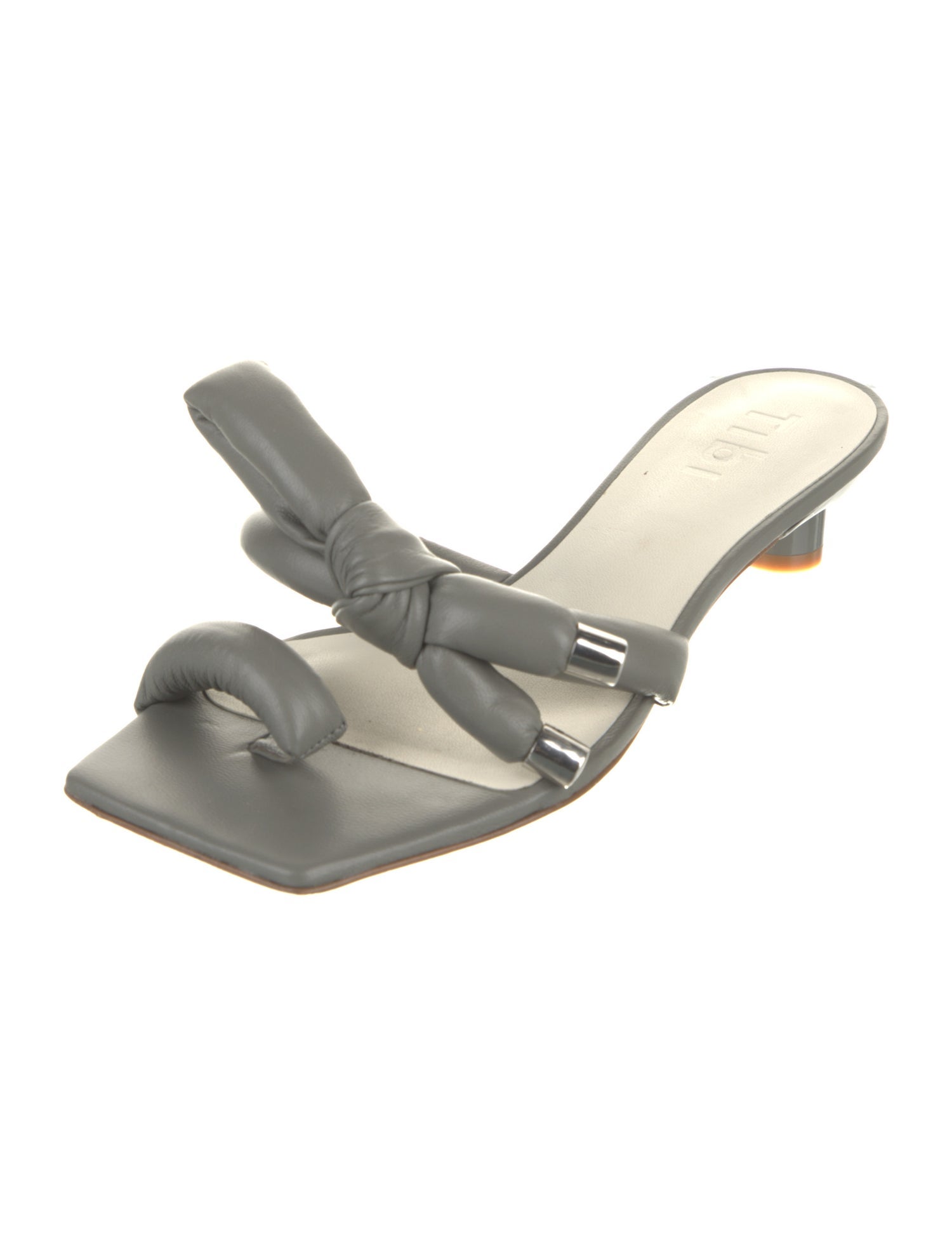 Tibi Leather Bow Accents Slides