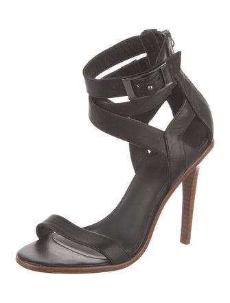 Tibi Leather Whipstitch Trim Sandals