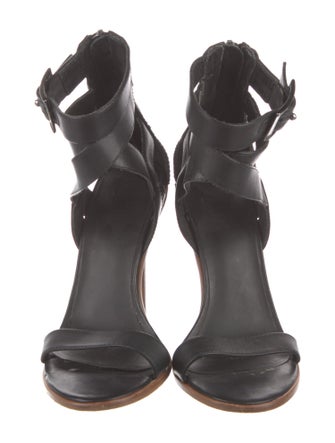 Tibi Leather Whipstitch Trim Sandals