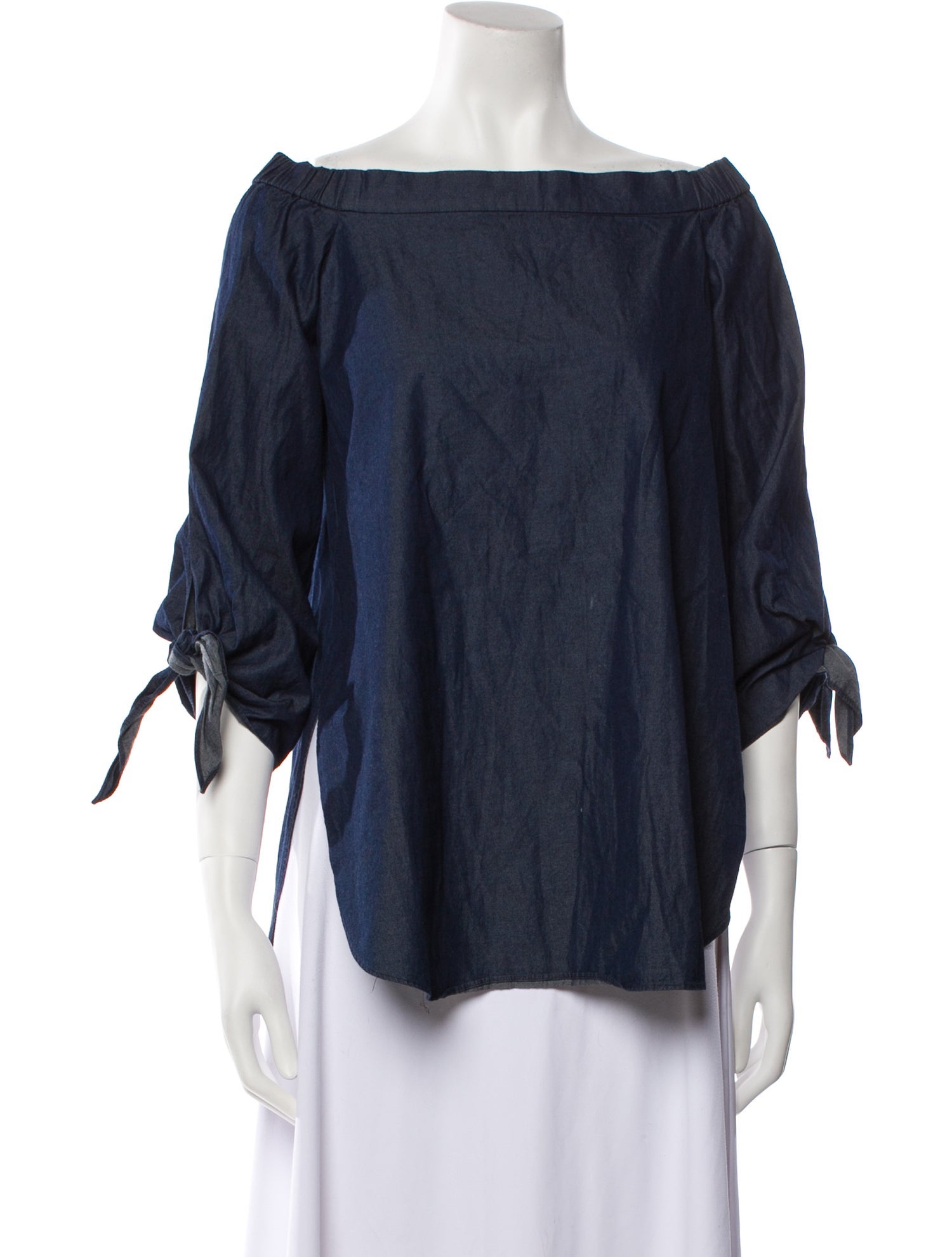 Tibi Bateau Neckline Three-Quarter Sleeve Blouse