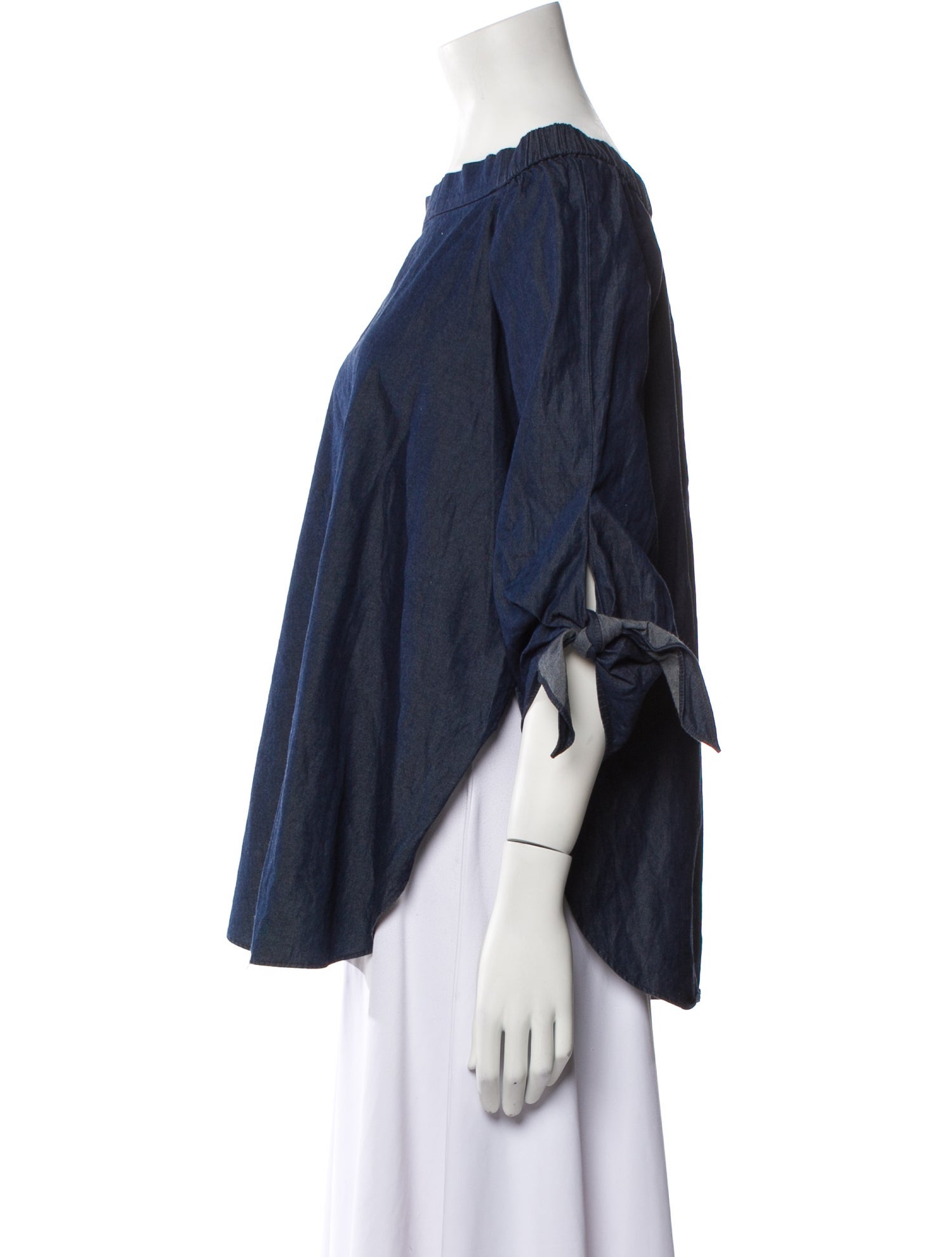 Tibi Bateau Neckline Three-Quarter Sleeve Blouse