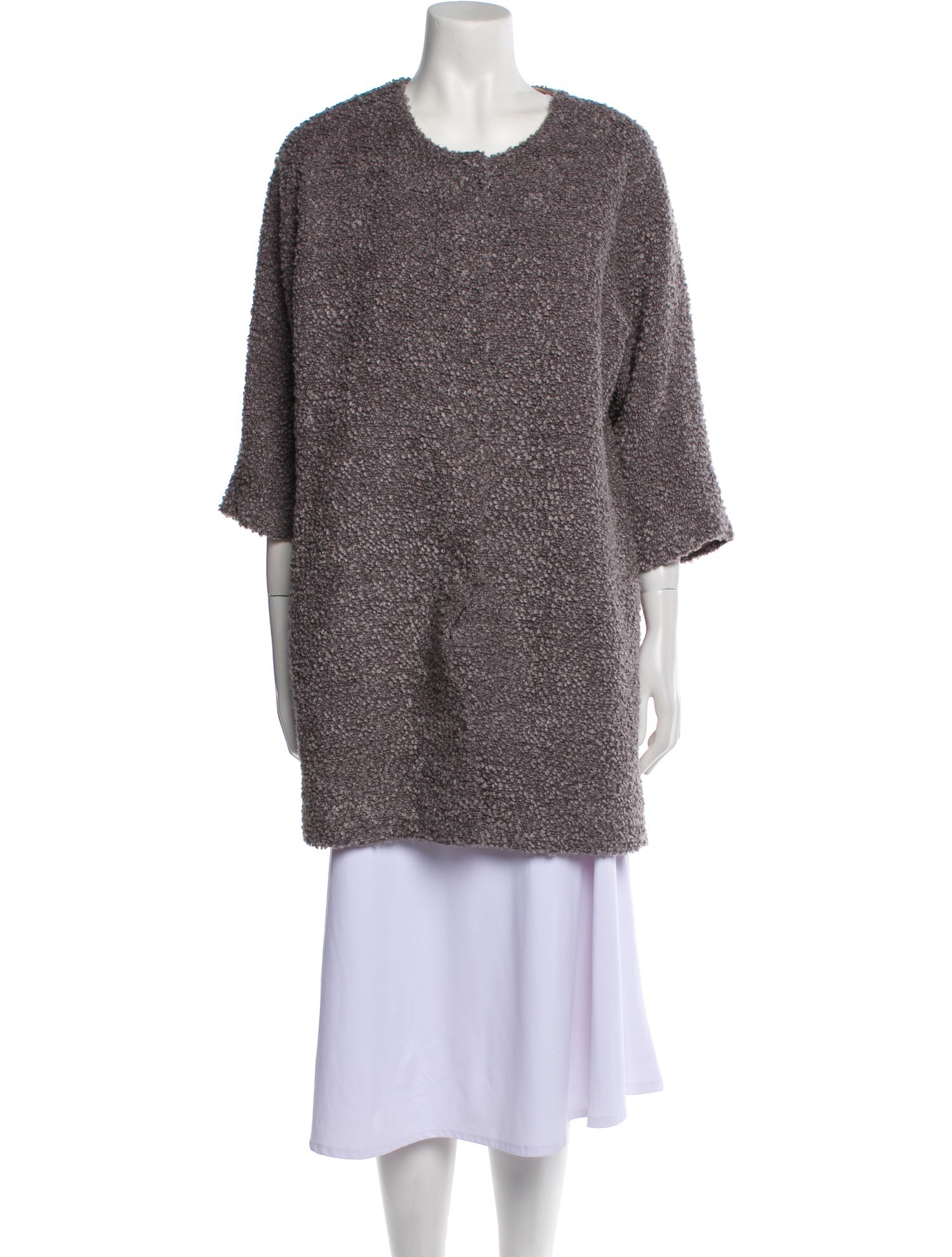 Tibi Virgin Wool Tweed Pattern Faux Fur Coat