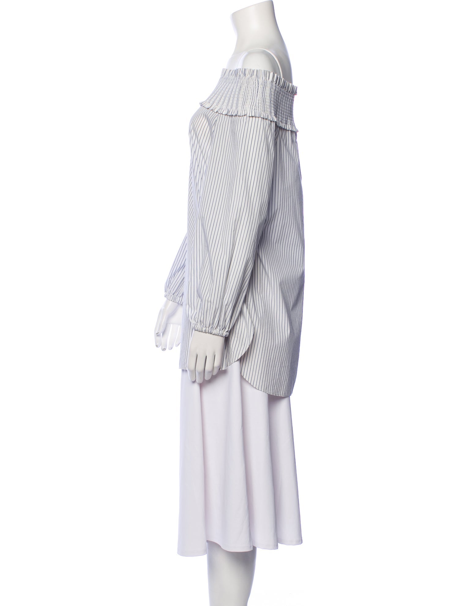 Tibi Striped Off-The-Shoulder Tunic