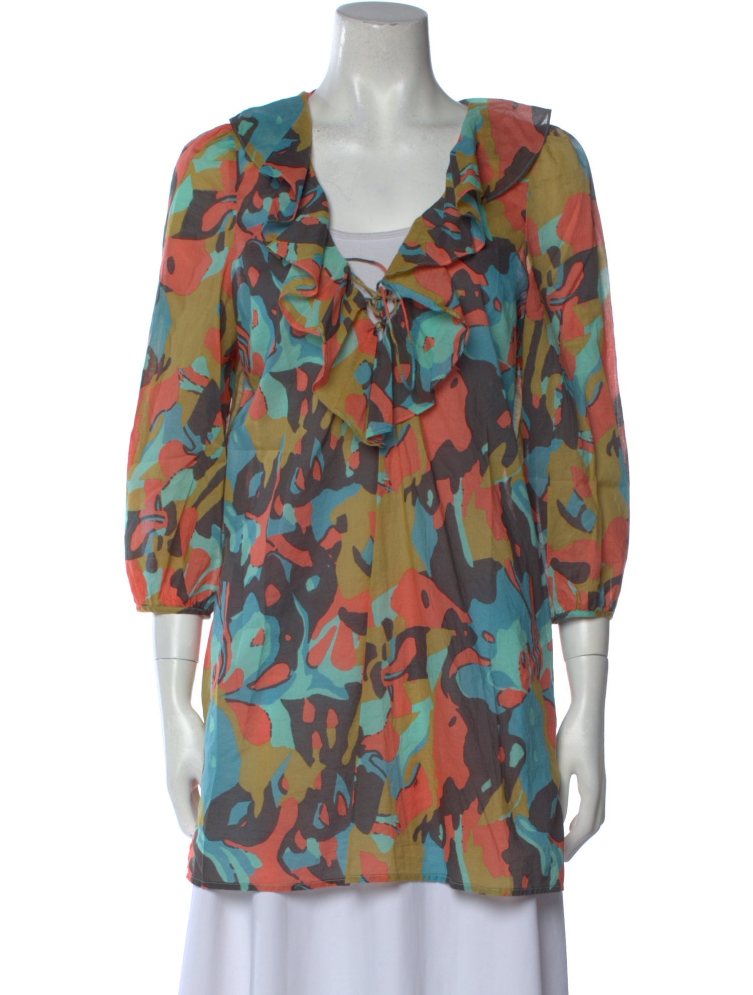 Tibi Printed Cowl Neck Tunic