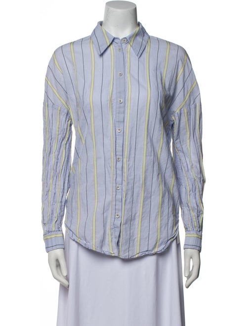 Tibi Striped Long Sleeve Button-Up Top