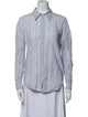 Tibi Striped Long Sleeve Button-Up Top